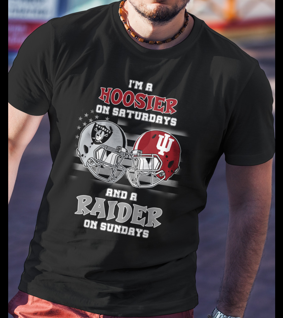 I'm A Hoosier On Saturdays And A Raider On Sundays Helmet T-Shirt