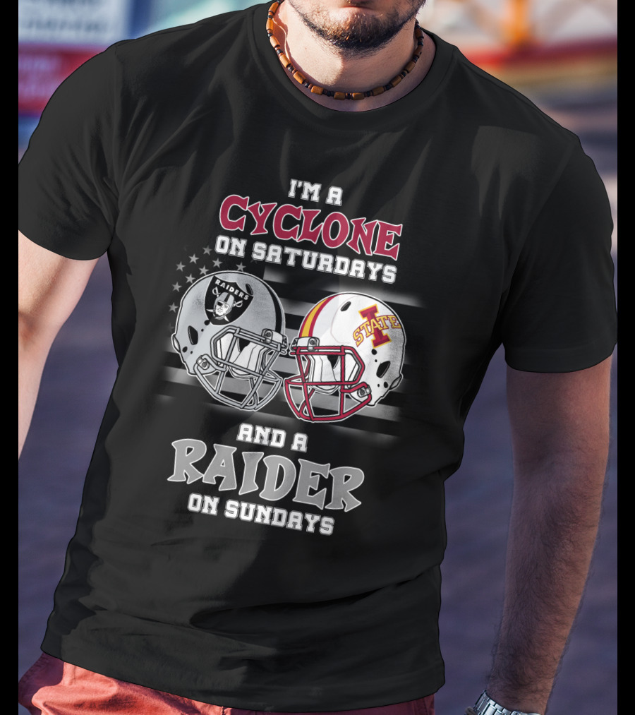 I'm A Cyclone On Saturdays And A Raider On Sundays Iowa State Raiders Helmet T-Shirt