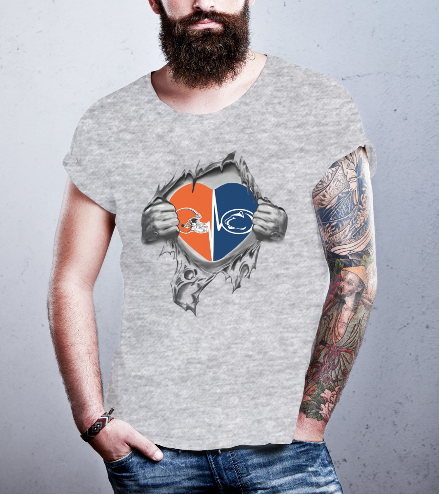 Browns Penn State Heart Hands Peeling T-Shirt