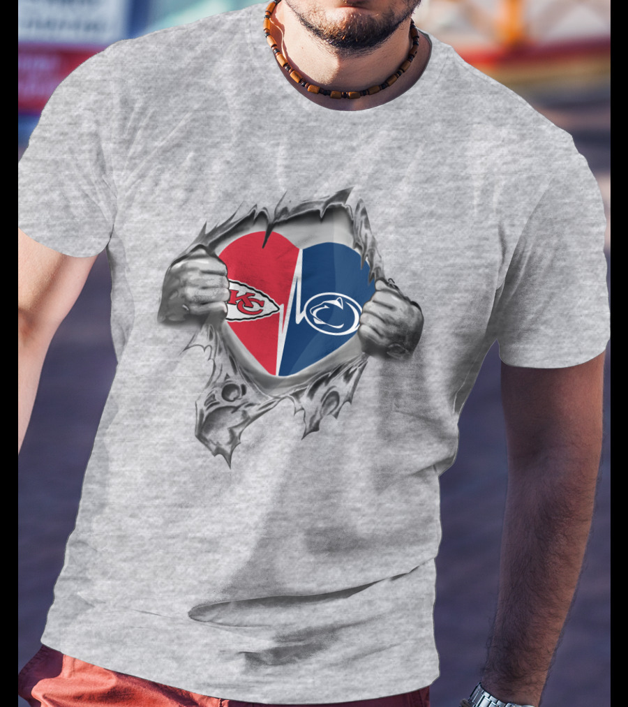 Kansas City Chiefs Penn State Heart Torn T-Shirt
