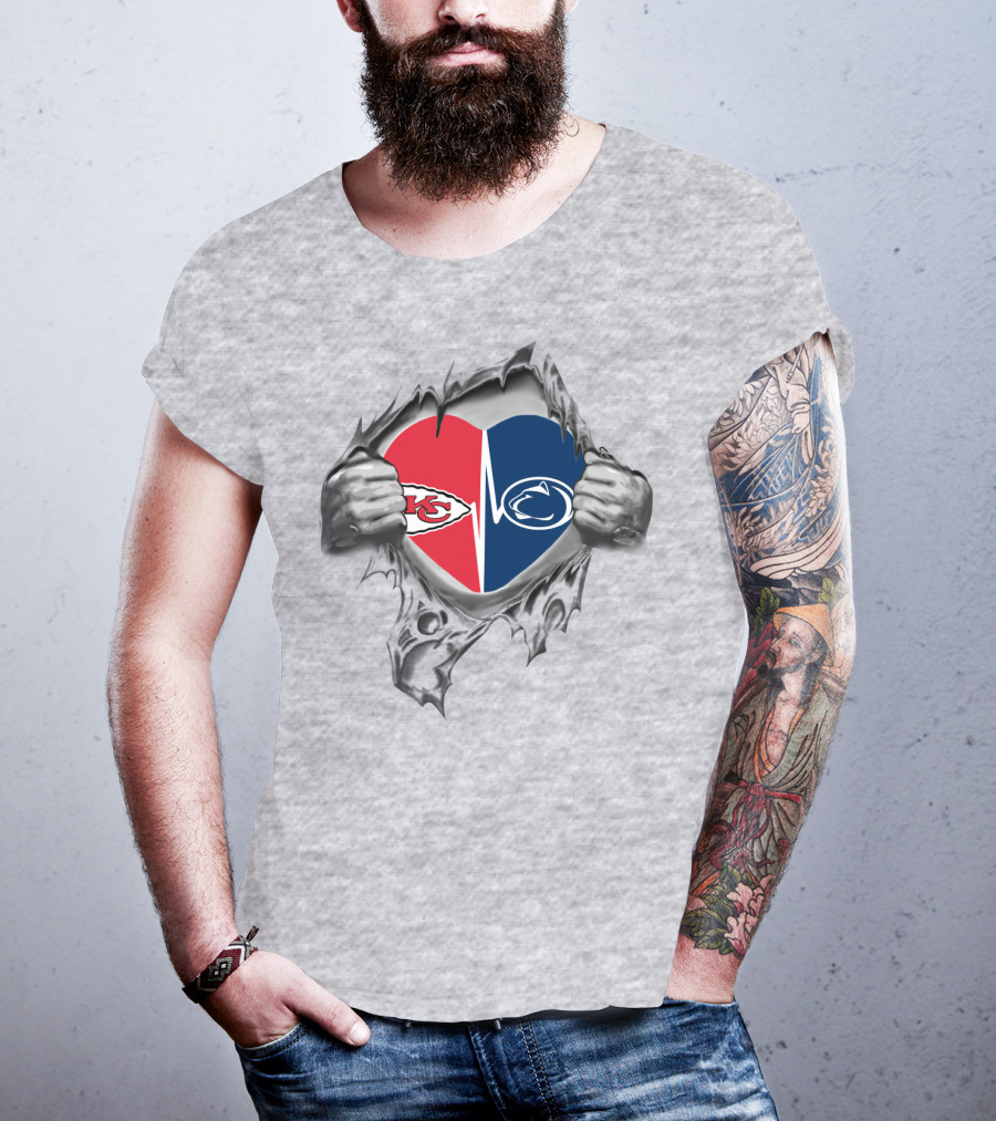 Kansas City Chiefs Penn State Heart Torn T-Shirt