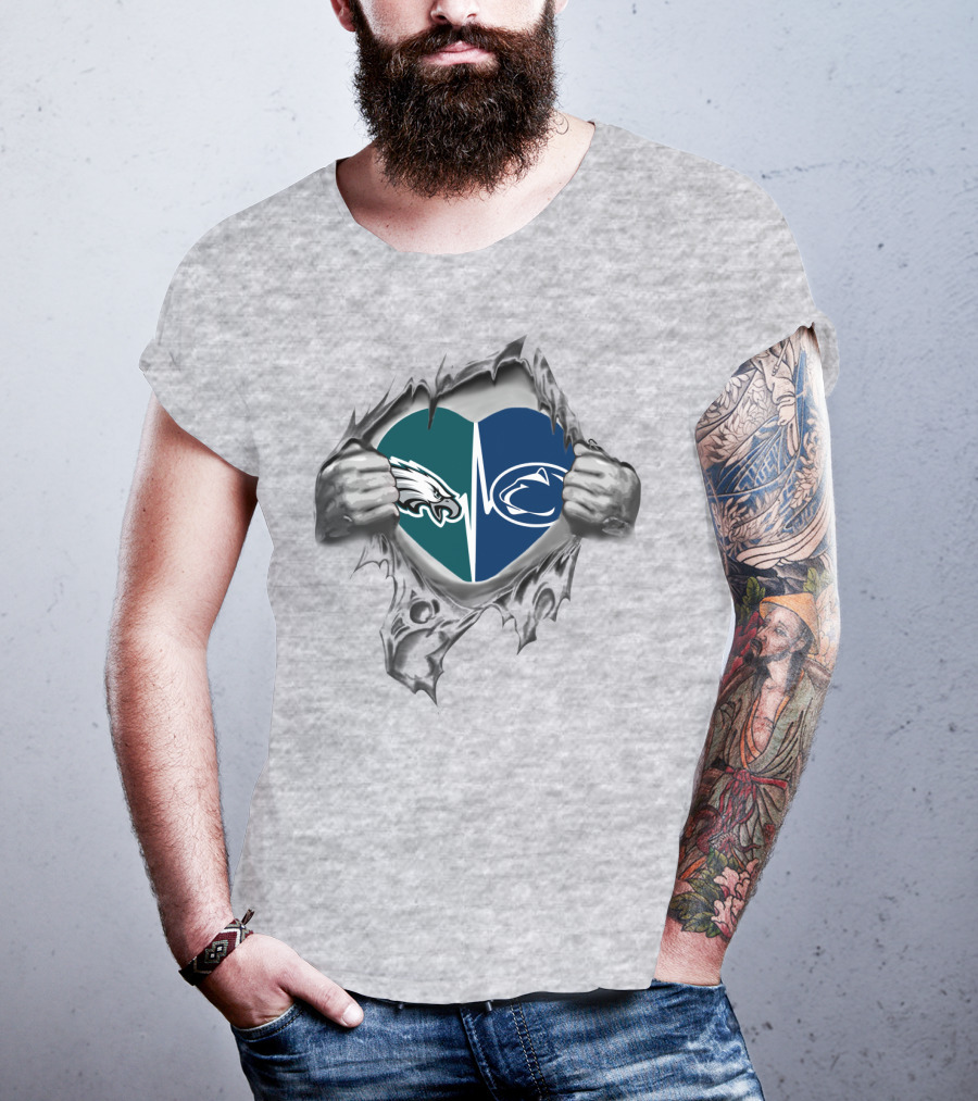Philadelphia Eagles Penn State Nittany Lions Heart T-Shirt