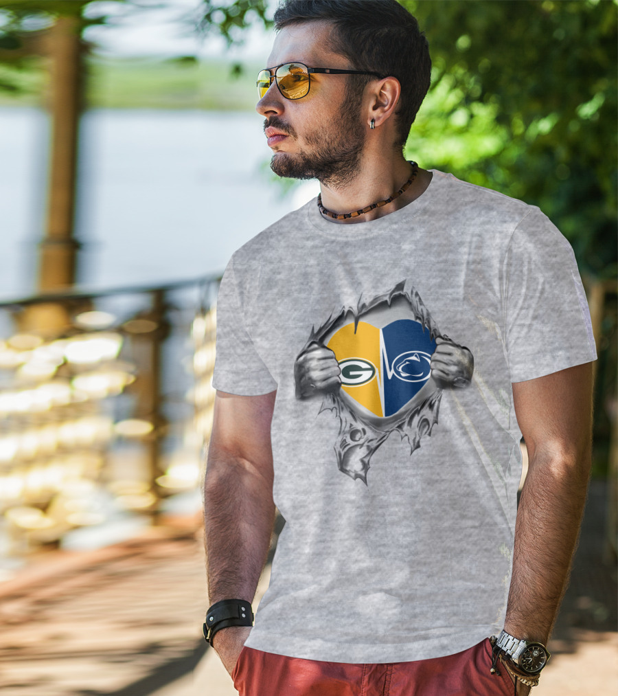 Packers Penn State Heart Logo Fusion T-Shirt