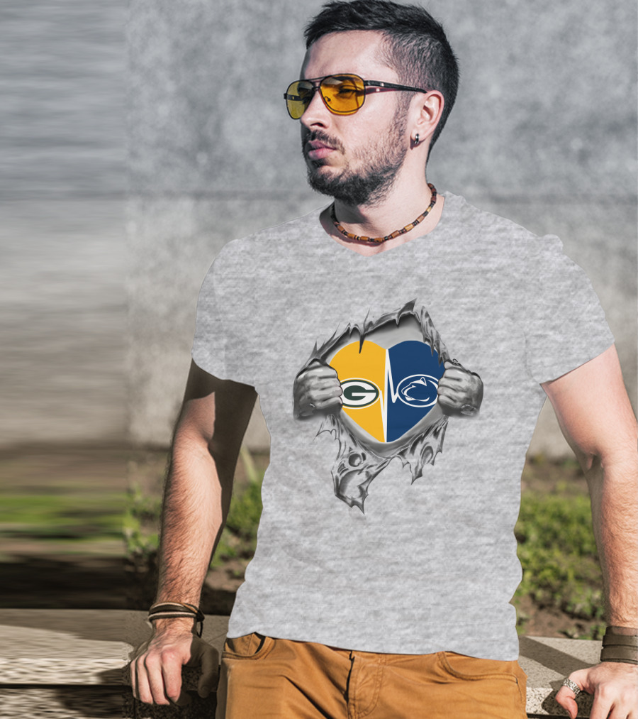 Packers Penn State Heart Logo Fusion T-Shirt