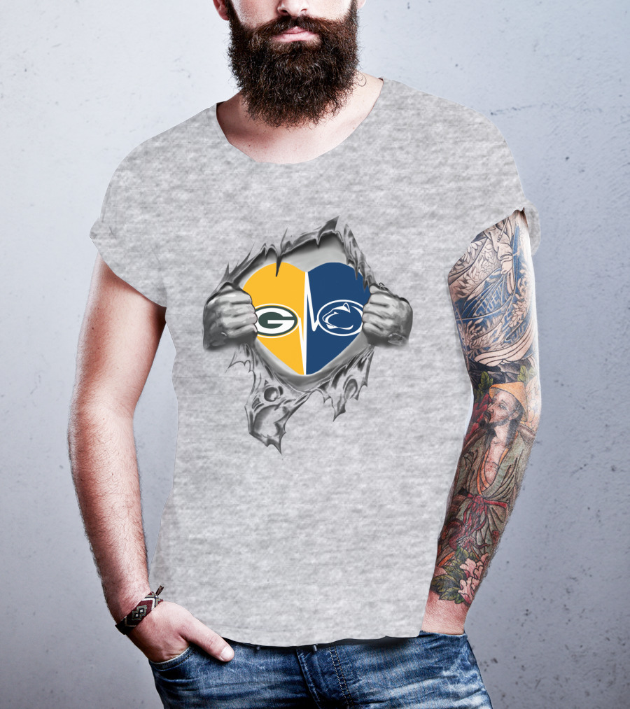 Packers Penn State Heart Logo Fusion T-Shirt