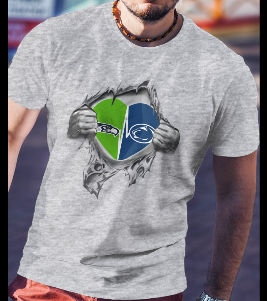 Seahawks Penn State Heart Rip T-Shirt