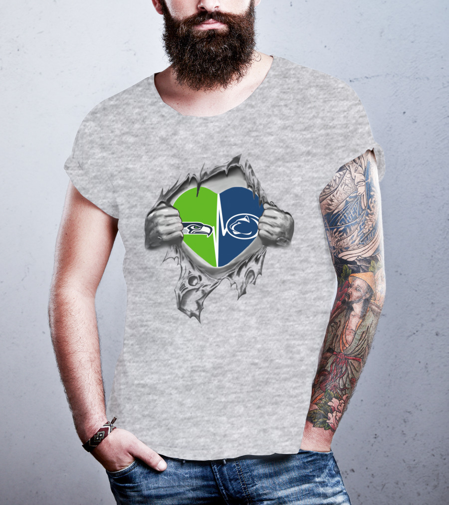 Seahawks Penn State Heart Rip T-Shirt