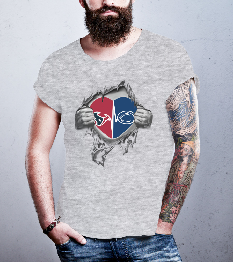 Texans And Penn State Heart T-Shirt