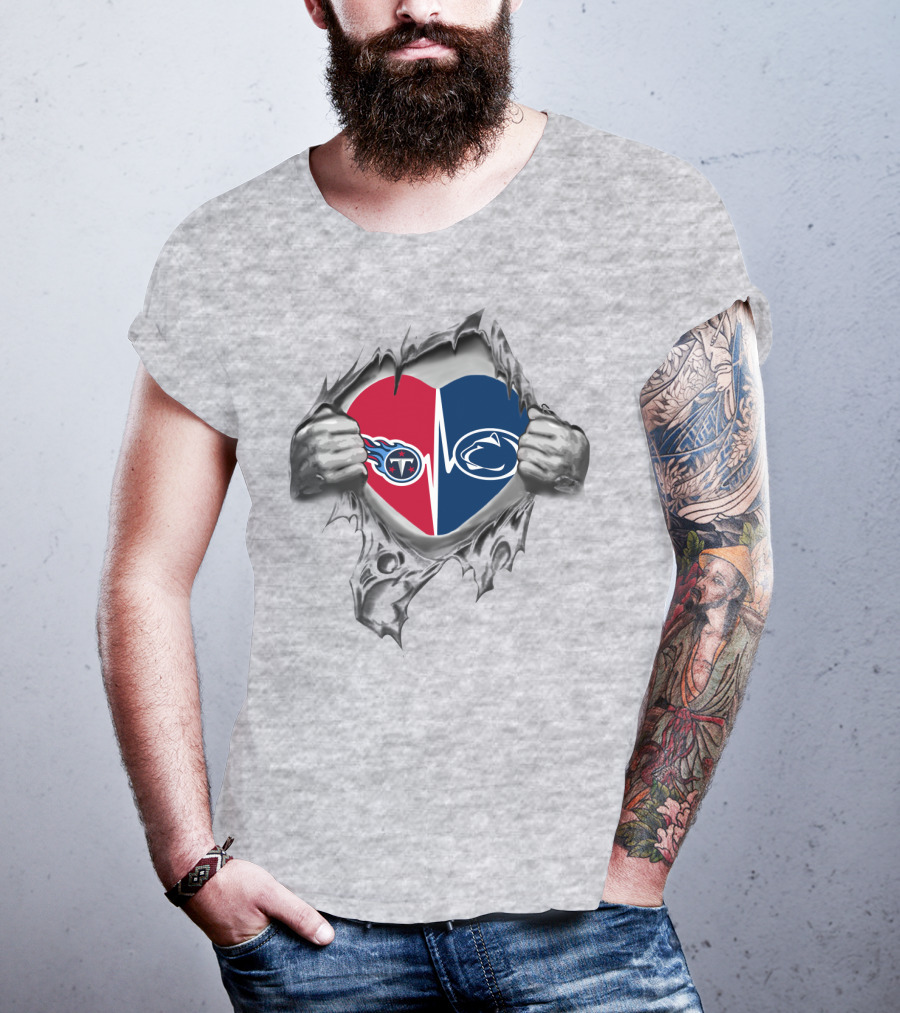 Titans Penn State Heart Logo Ripped T-Shirt