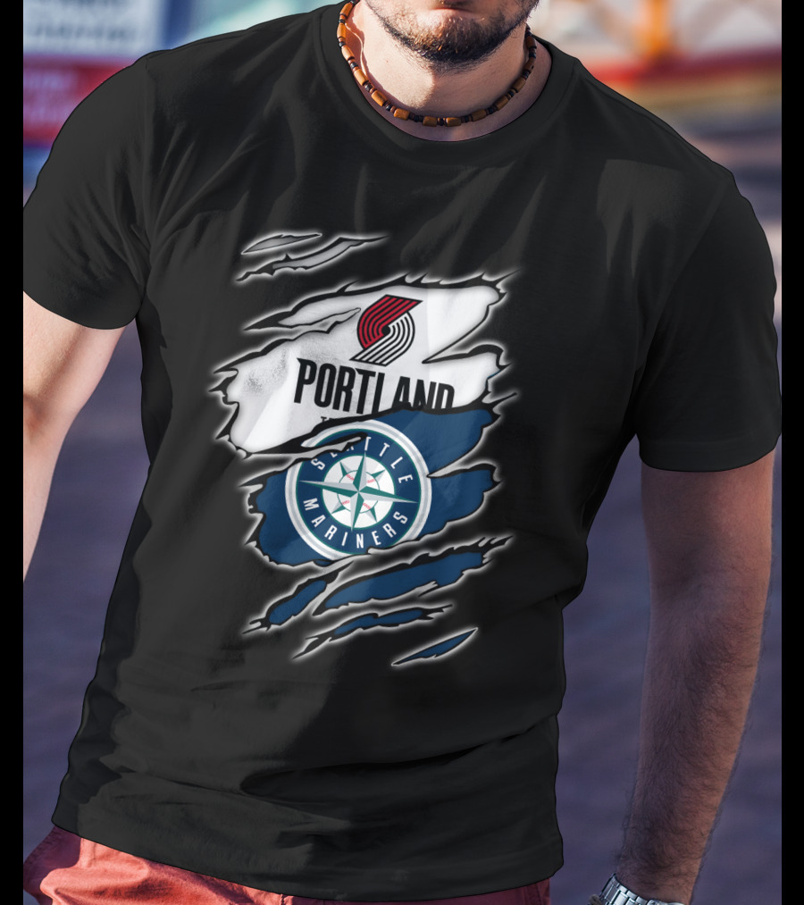 Portland Blazers Seattle Mariners Fan Collaboration T-Shirt