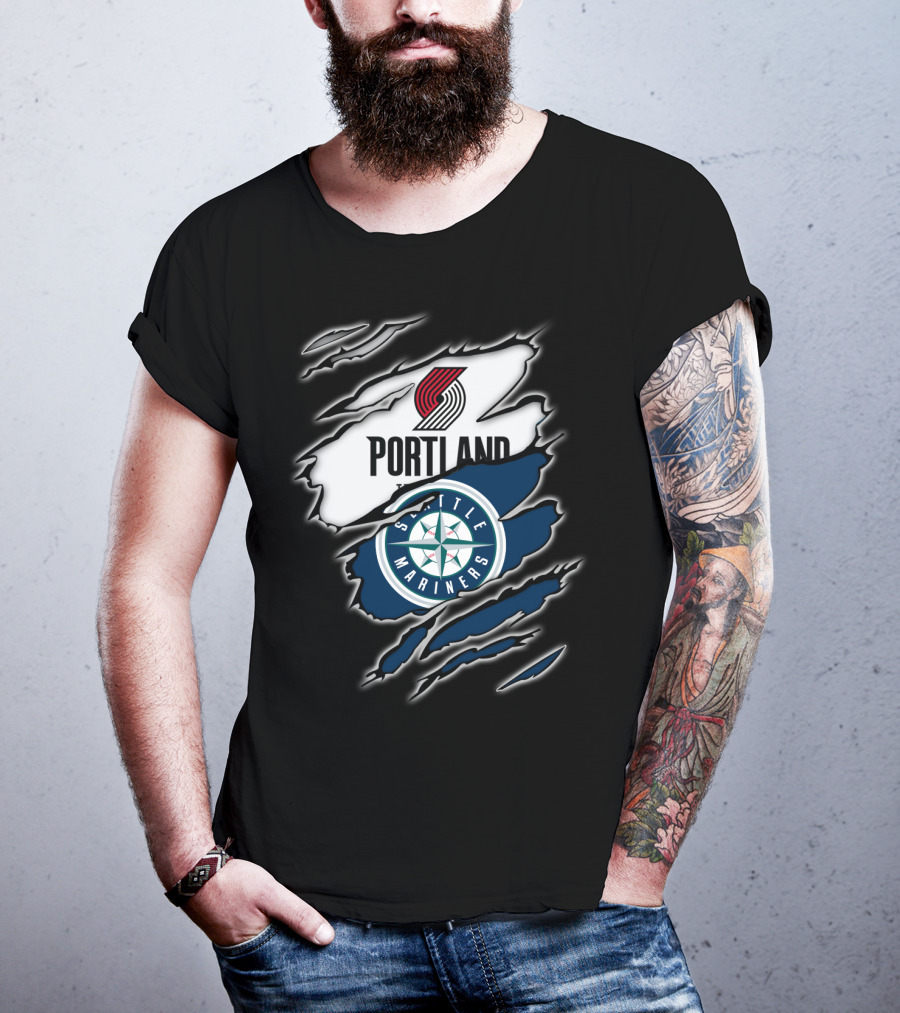 Portland Blazers Seattle Mariners Fan Collaboration T-Shirt