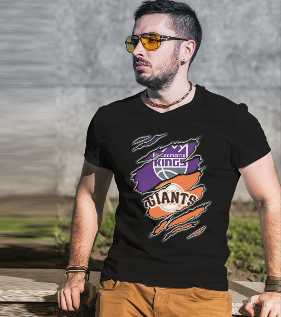 Sacramento Kings Giants Basketball Baseball Collaboration T-Shirt