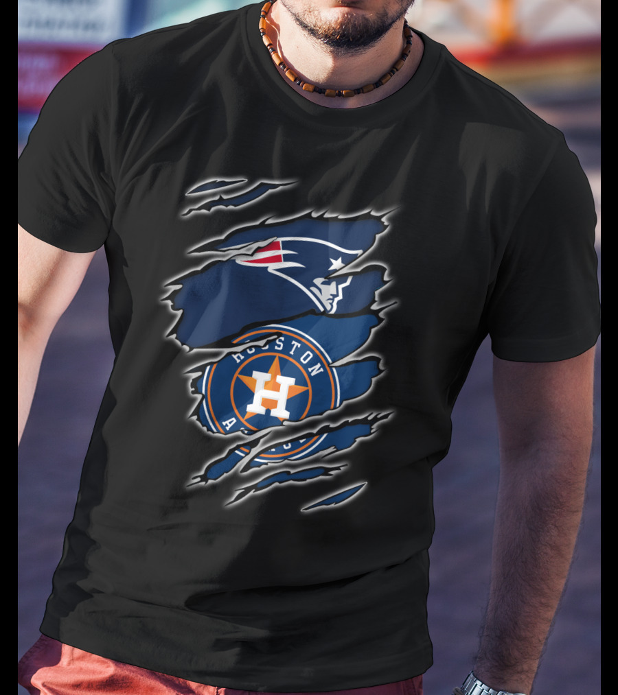 New England Patriots Houston Astros Fan Crossover T-Shirt