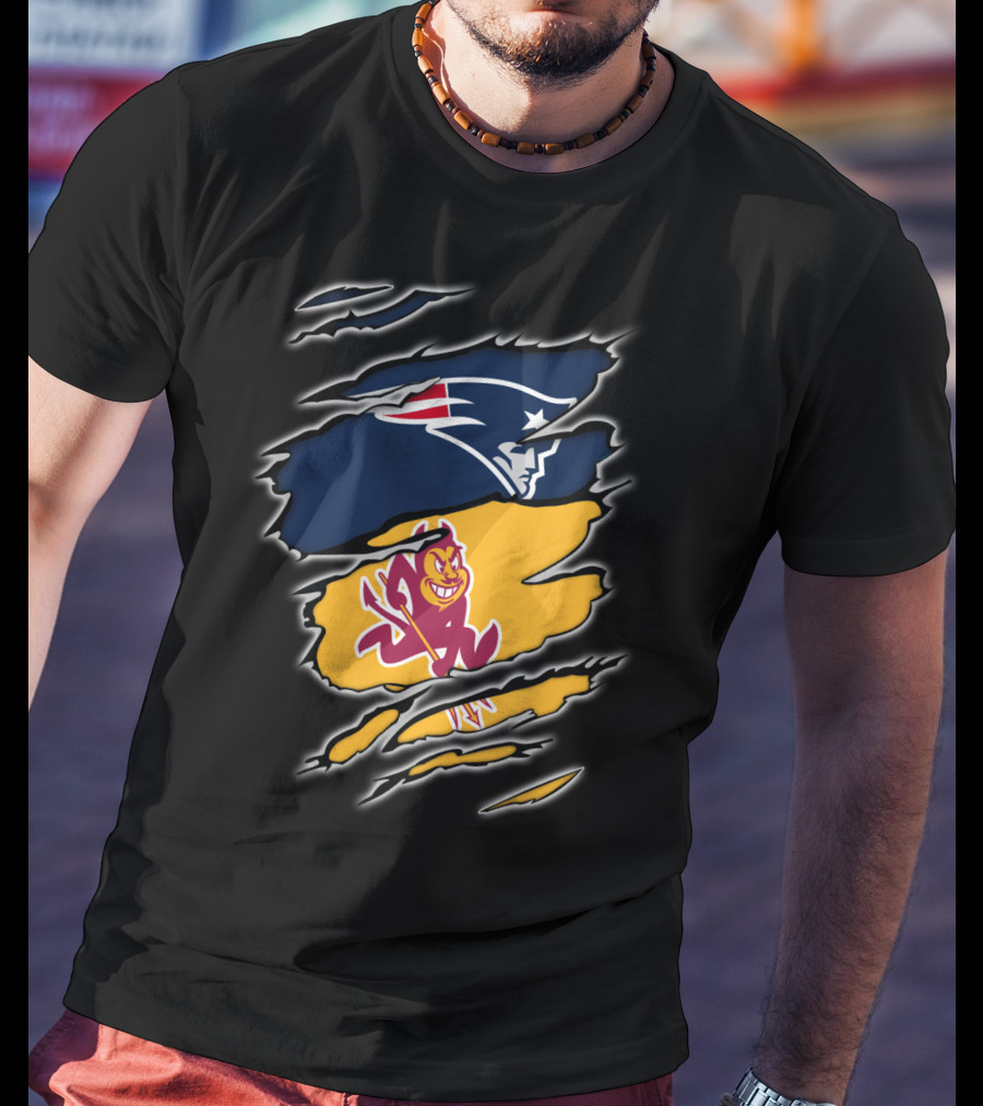 Patriots Logo And Arizona State University Sun Devils Split T-Shirt