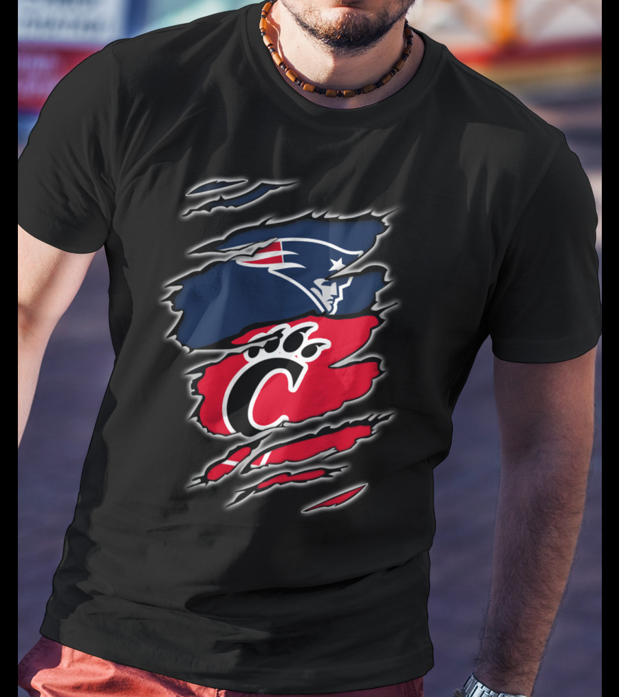 Patriots Cincinnati Bearcats Paw And Patriot Head Clash T-Shirt