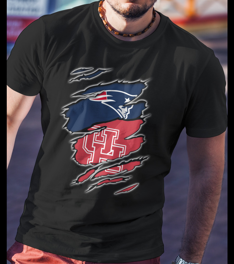 Patriots And Houston Cougars Logo Fusion T-Shirt