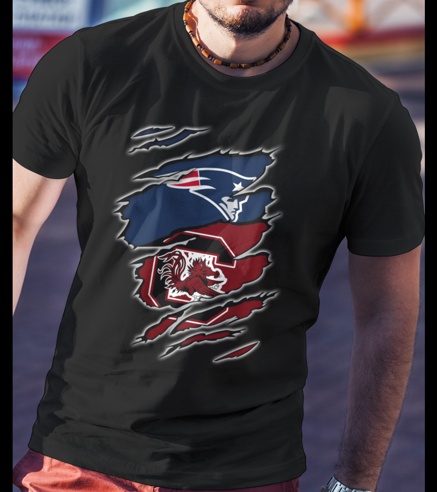 New England Patriots South Carolina Gamecocks Torn Claw T-Shirt