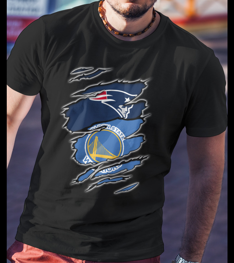 New England Patriots Golden State Warriors Fan Collaboration T-Shirt