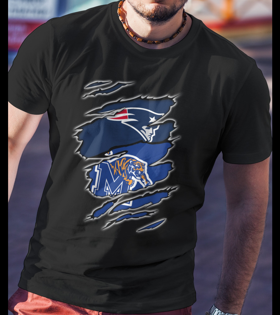 New England Patriots And Memphis Tigers Claw Marks T-Shirt