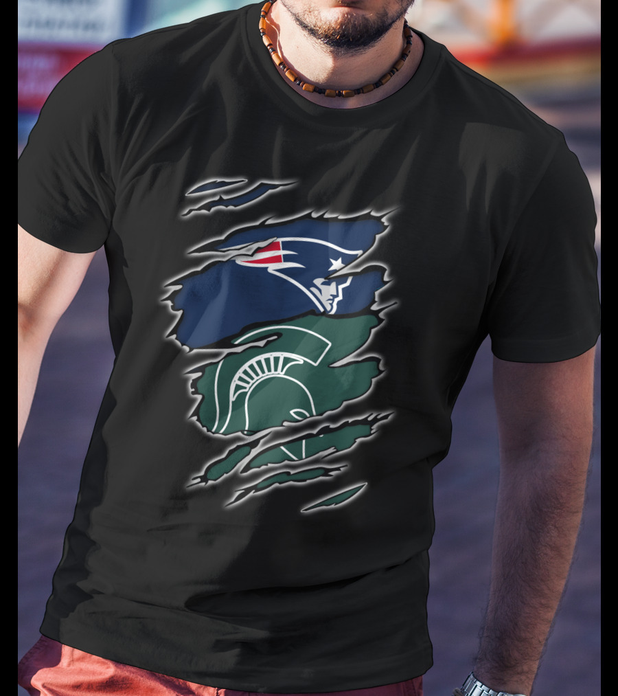 New England Patriots And Michigan State Spartans Dual T-Shirt