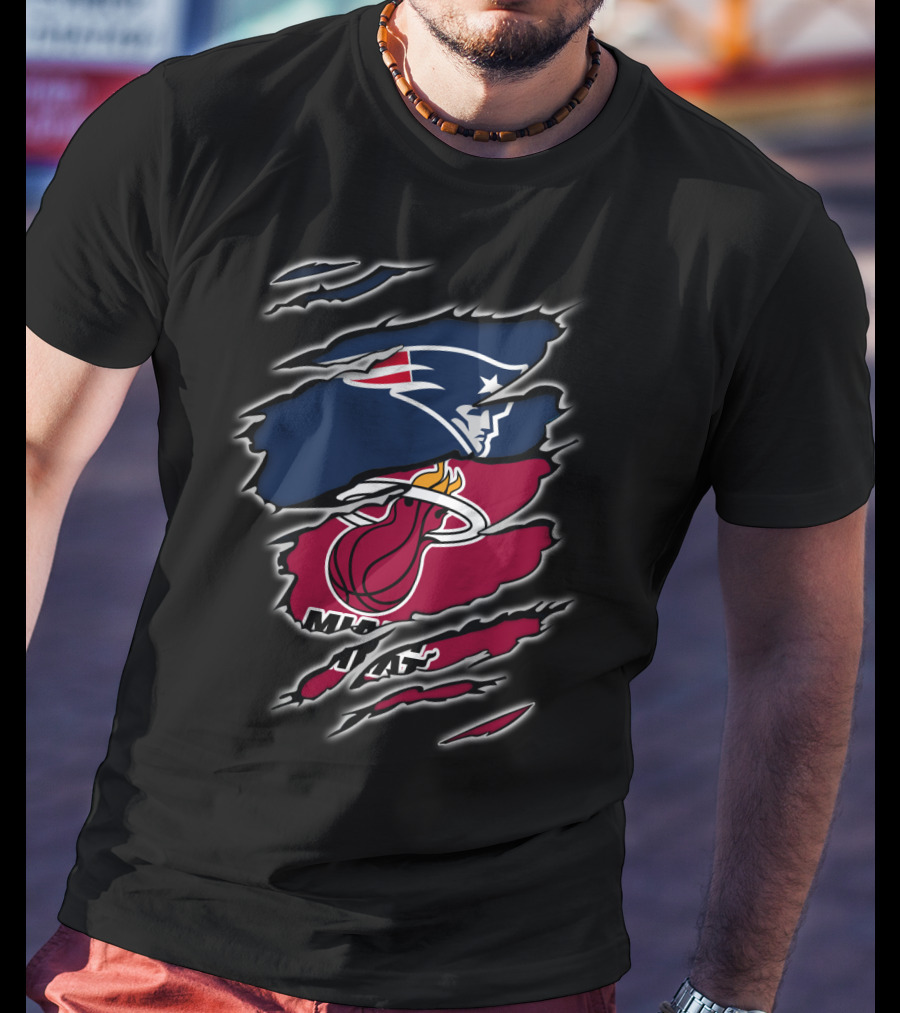 Patriots Miami Heat Logos Combined T-Shirt