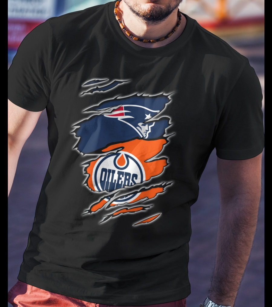Patriots And Oilers Logo Mashup T-Shirt