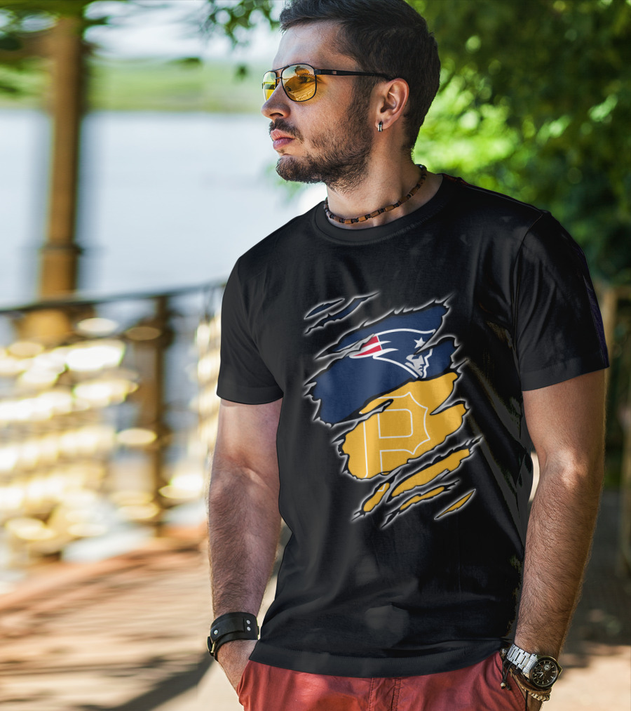 Patriots Logo And Pirates Monogram Fusion T-Shirt