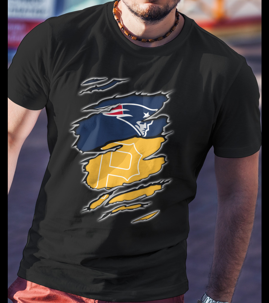 Patriots Logo And Pirates Monogram Fusion T-Shirt