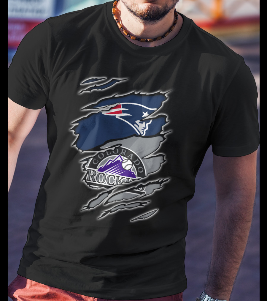 Patriots And Colorado Rockies Logo Mashup T-Shirt