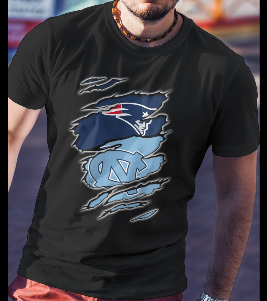 Patriots And Tar Heels Logo Rip Claw Marks T-Shirt