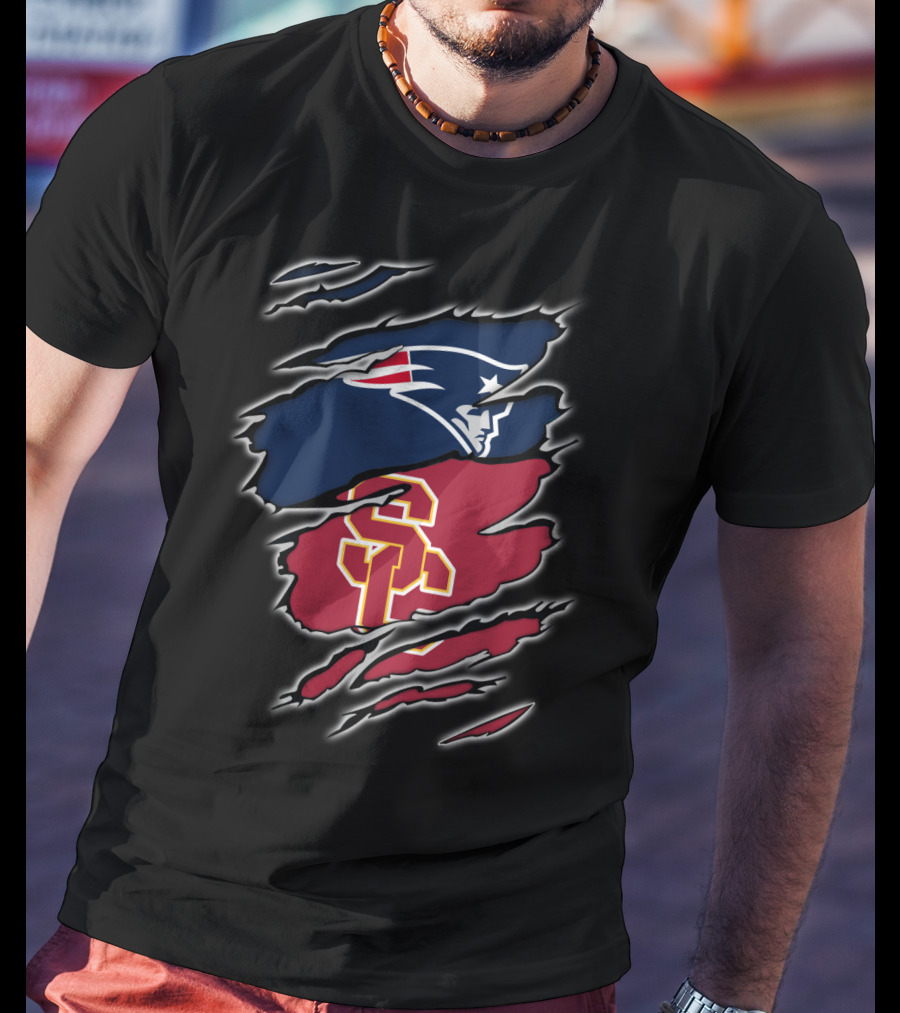 New England Patriots USC Trojans Claw Marks Fusion T-Shirt