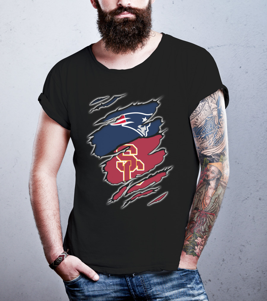 New England Patriots USC Trojans Claw Marks Fusion T-Shirt