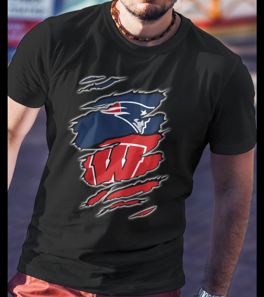 Patriots Wisconsin Badgers Logo Fusion T-Shirt