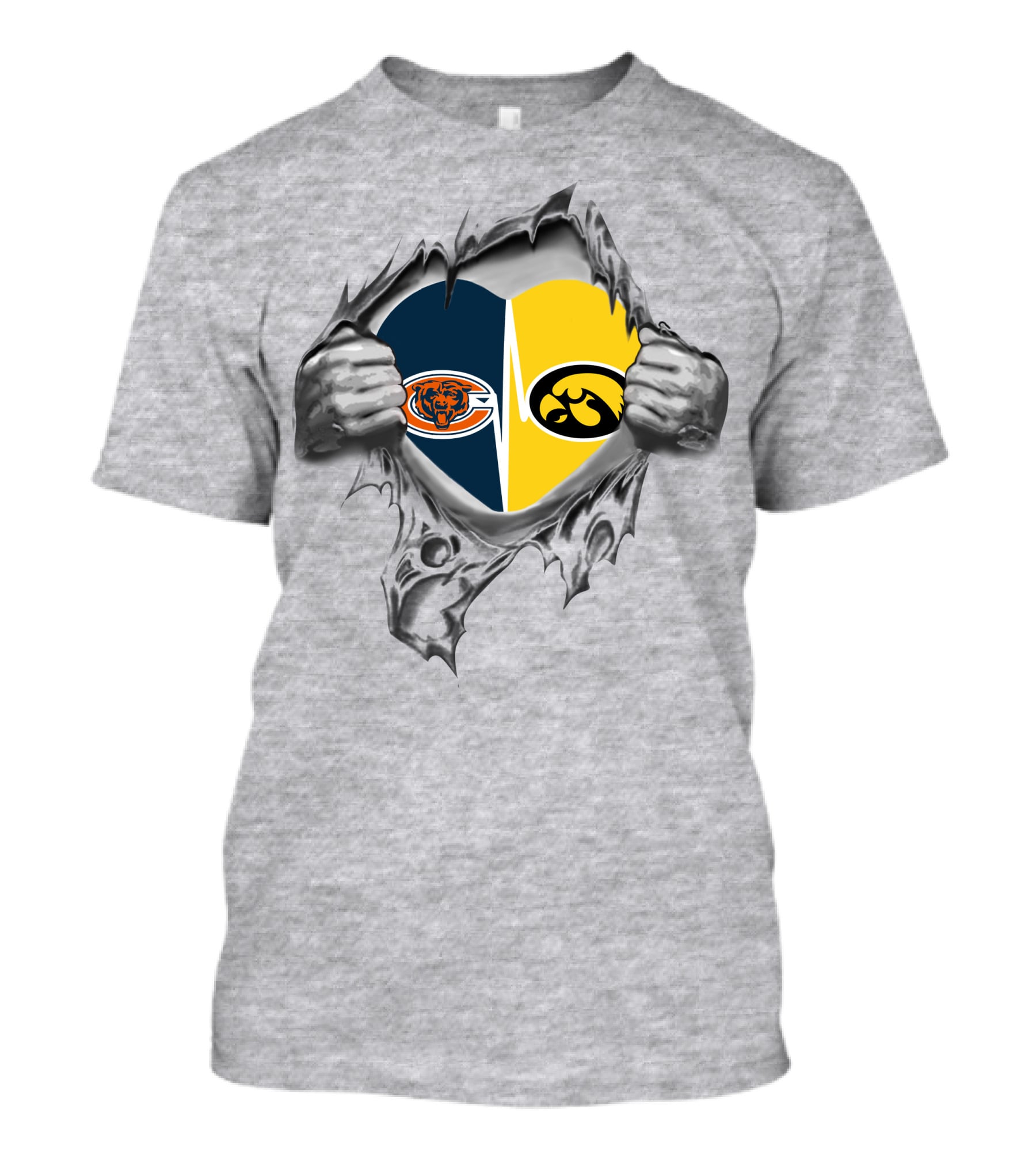 Hawkeyes Bears Heart Ripped Open T-Shirt