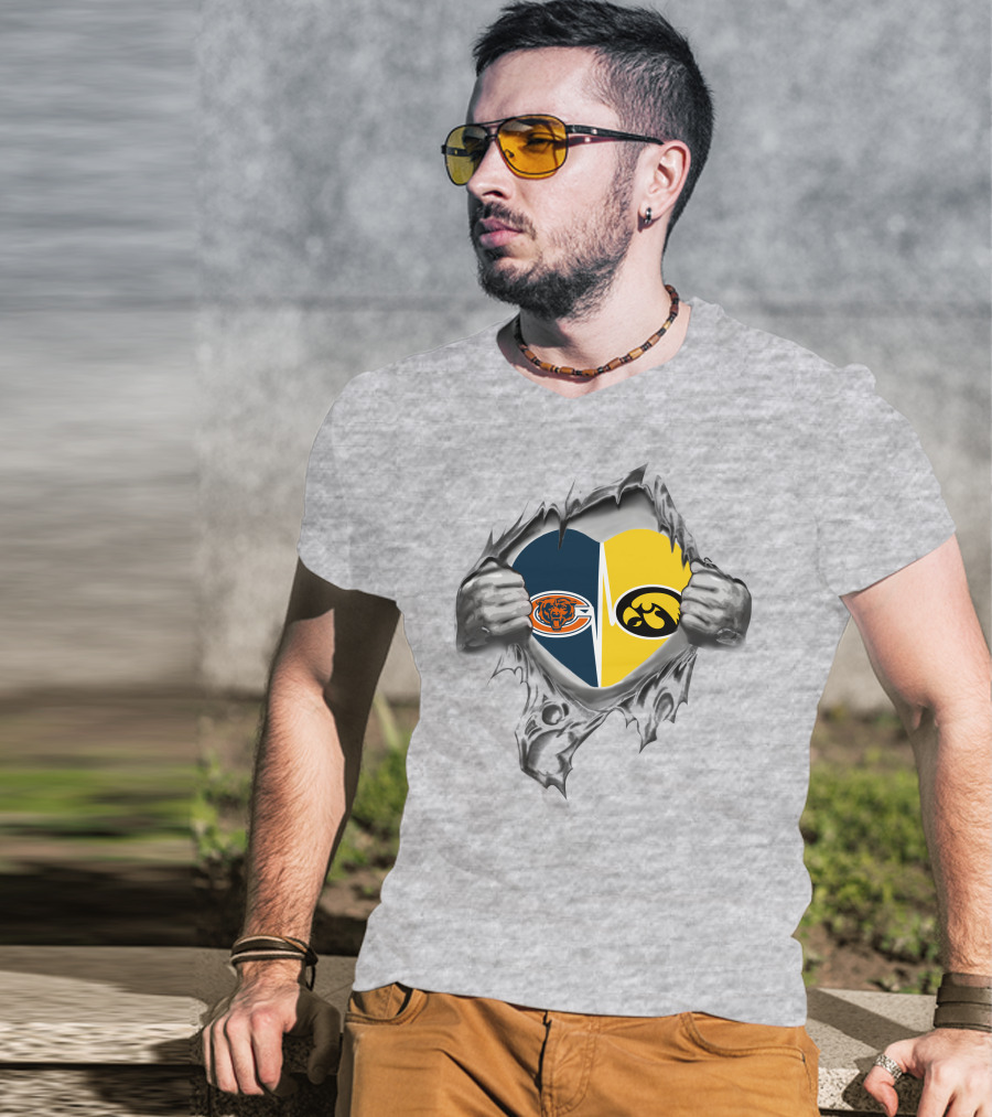 Hawkeyes Bears Heart Ripped Open T-Shirt