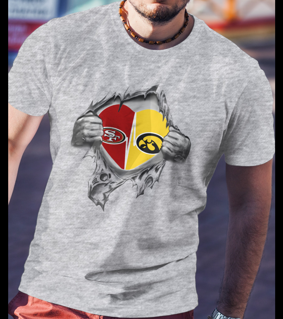 Iowa Hawkeyes San Francisco 49ers Heart T-Shirt