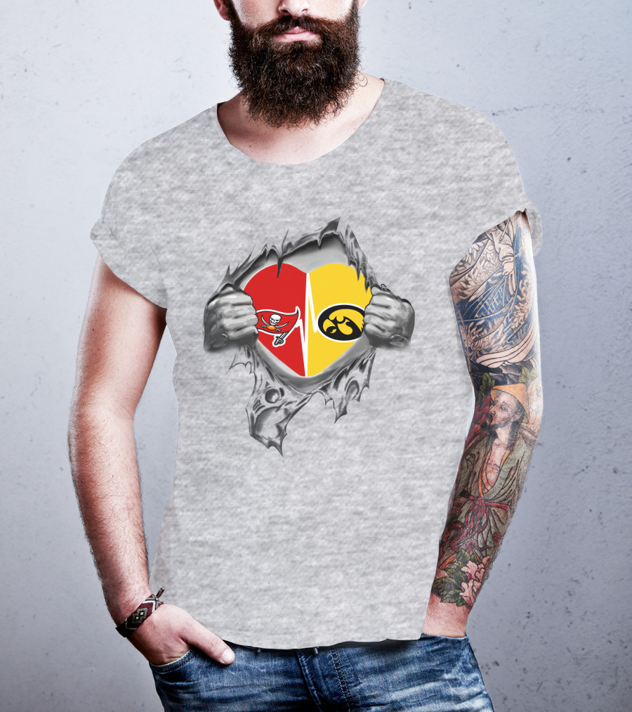 Hawkeyes Buccaneers Heart Passion Torn T-Shirt