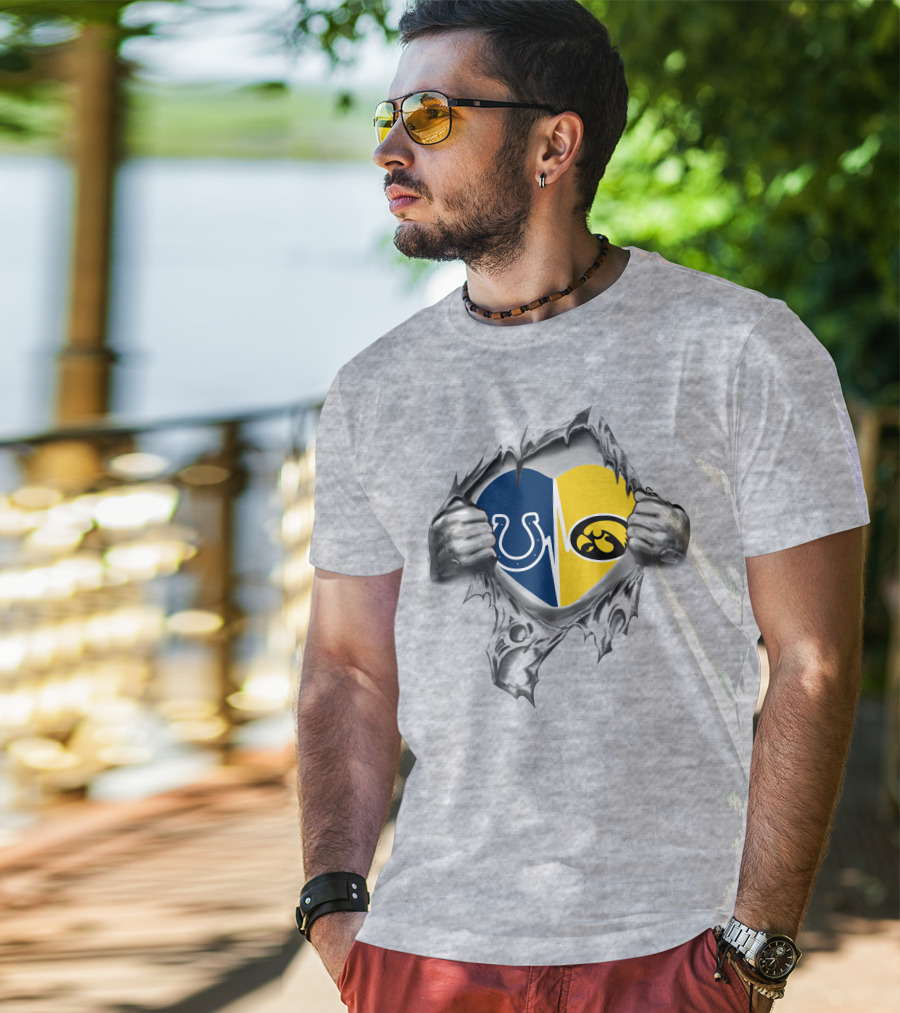 Hawkeyes Colts Heartbeat Torn Metal Logo Blend T-Shirt