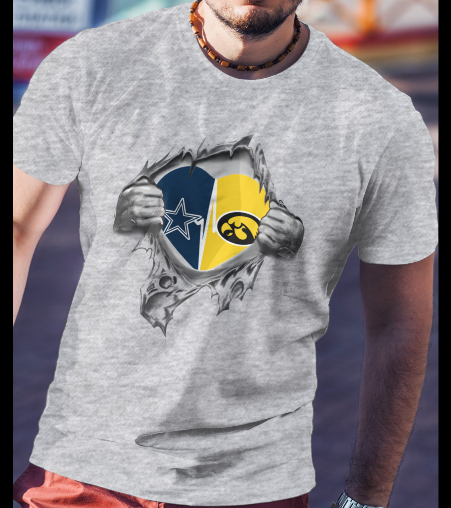 Dallas Cowboys Iowa Hawkeyes Heart T-Shirt