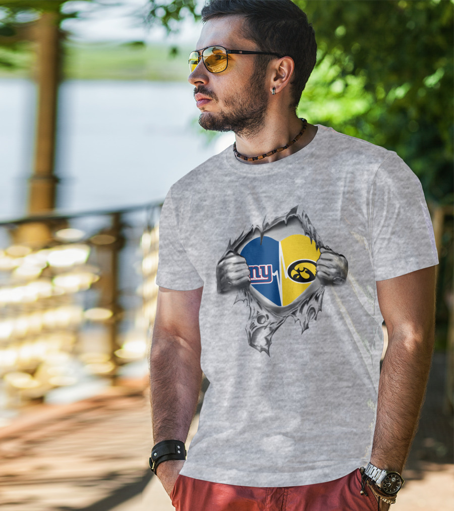 Hawkeyes Giants Heartbeat Logo Fusion T-Shirt