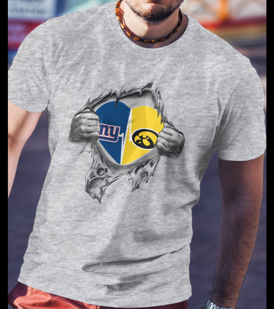 Hawkeyes Giants Heartbeat Logo Fusion T-Shirt