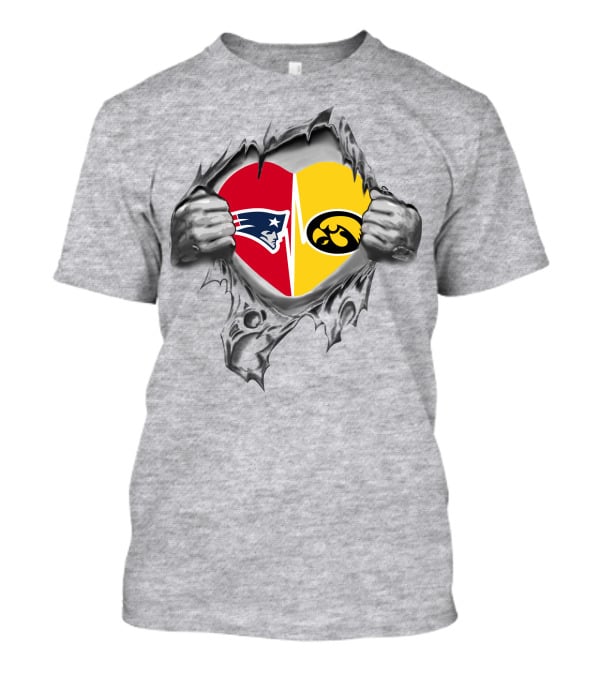 New England Patriots Iowa Hawkeyes Heart T-Shirt