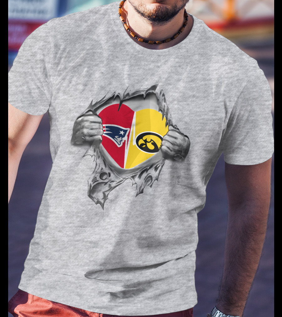 New England Patriots Iowa Hawkeyes Heart T-Shirt