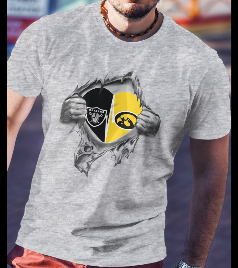 Hawkeyes Raiders Heartbeat Torn T-Shirt