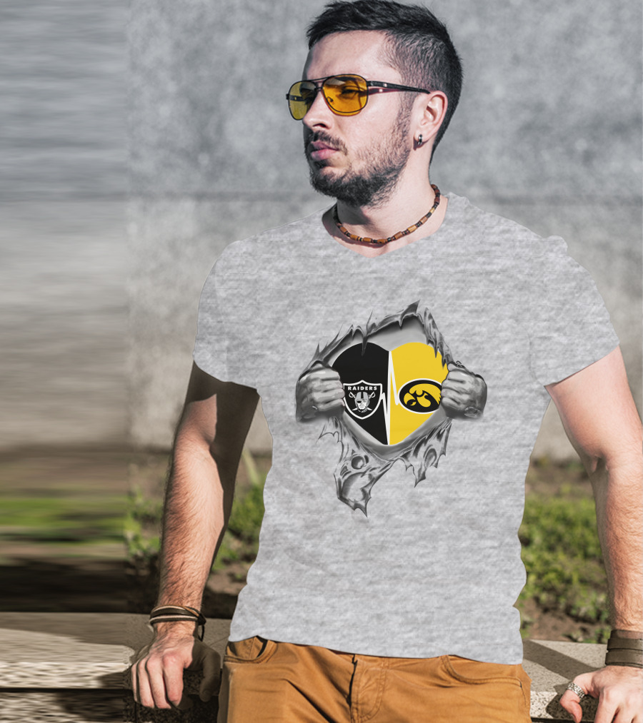 Hawkeyes Raiders Heartbeat Torn T-Shirt