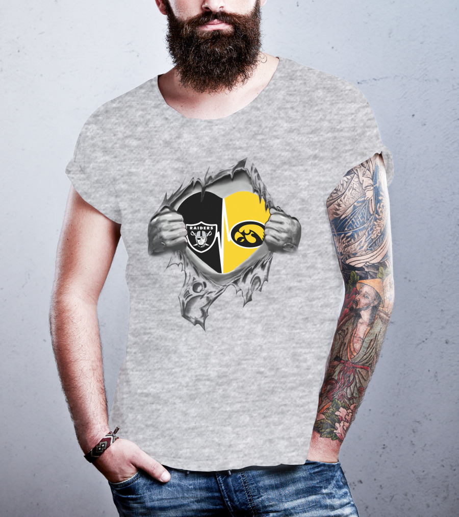 Hawkeyes Raiders Heartbeat Torn T-Shirt