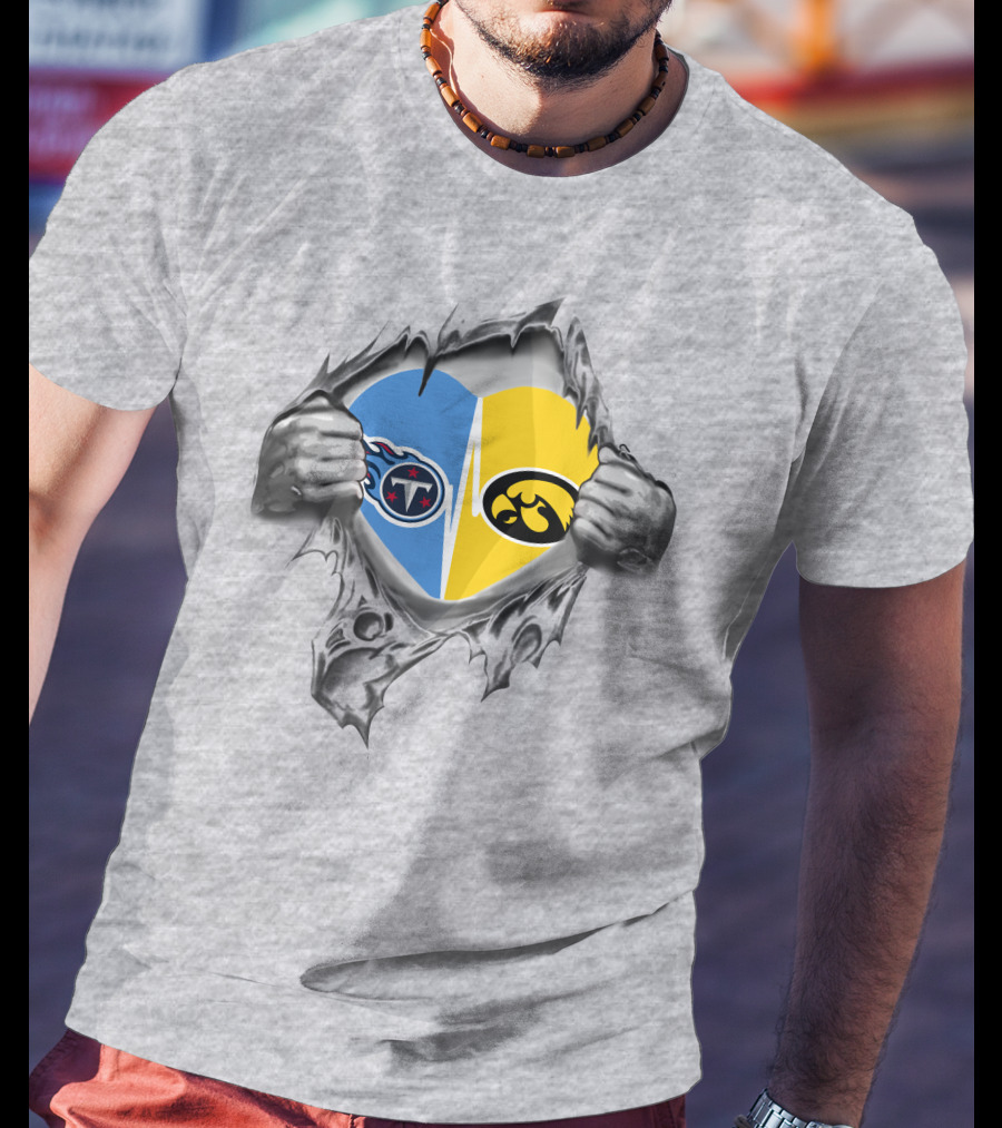 Tennessee Titans Iowa Hawkeyes Heart Fusion T-Shirt