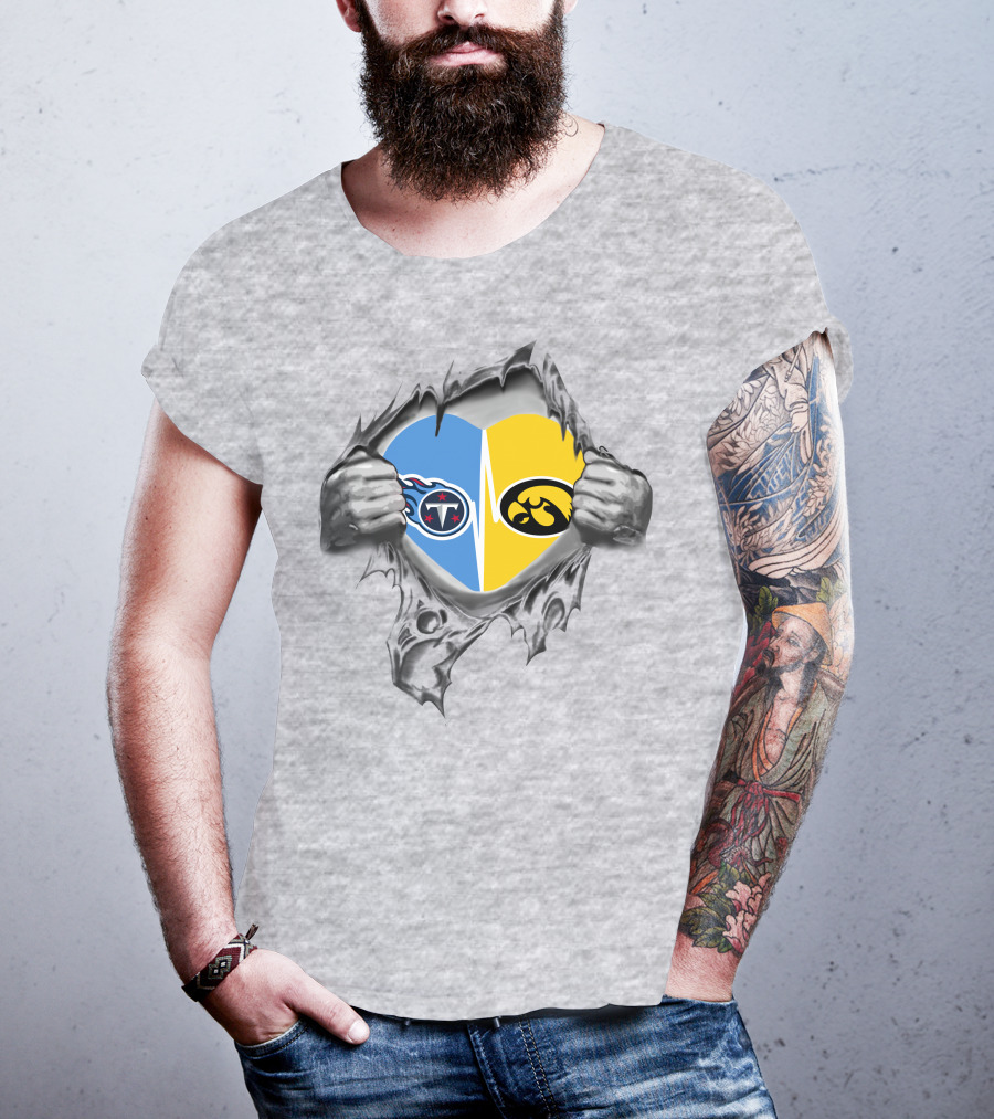 Tennessee Titans Iowa Hawkeyes Heart Fusion T-Shirt