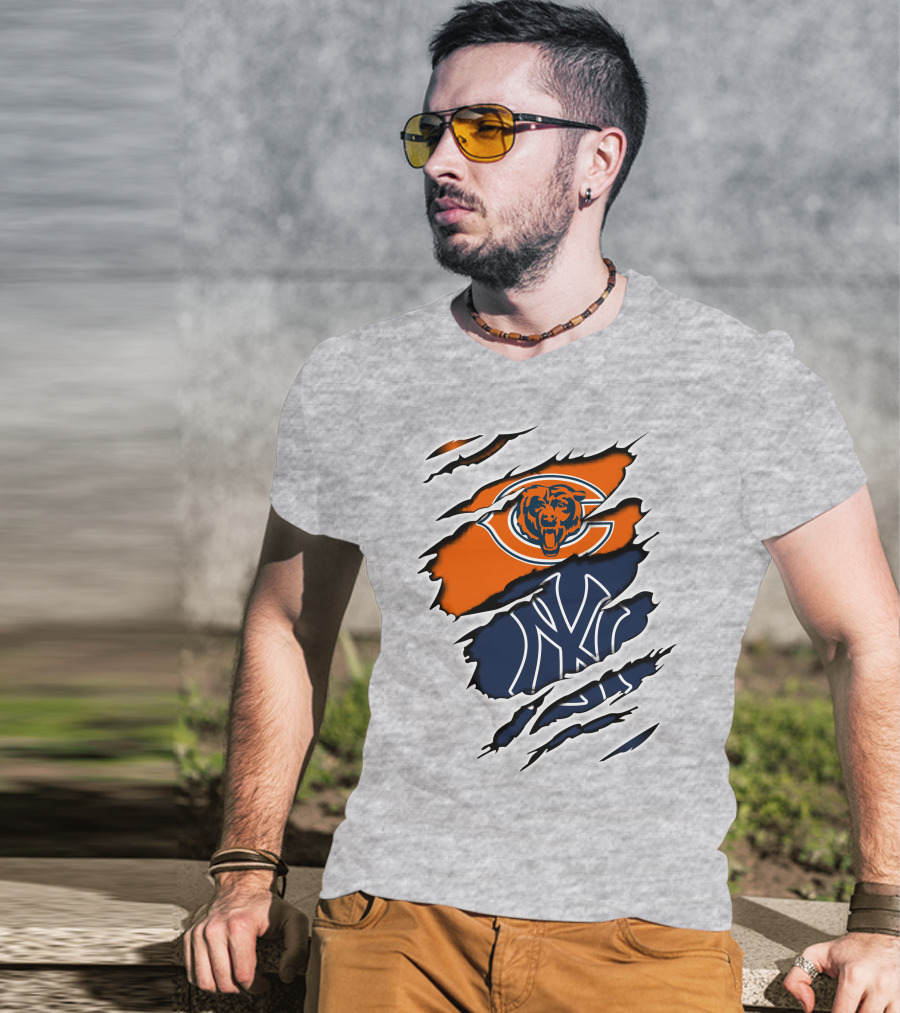Bears Yankees Yankees Logos Combo T-Shirt
