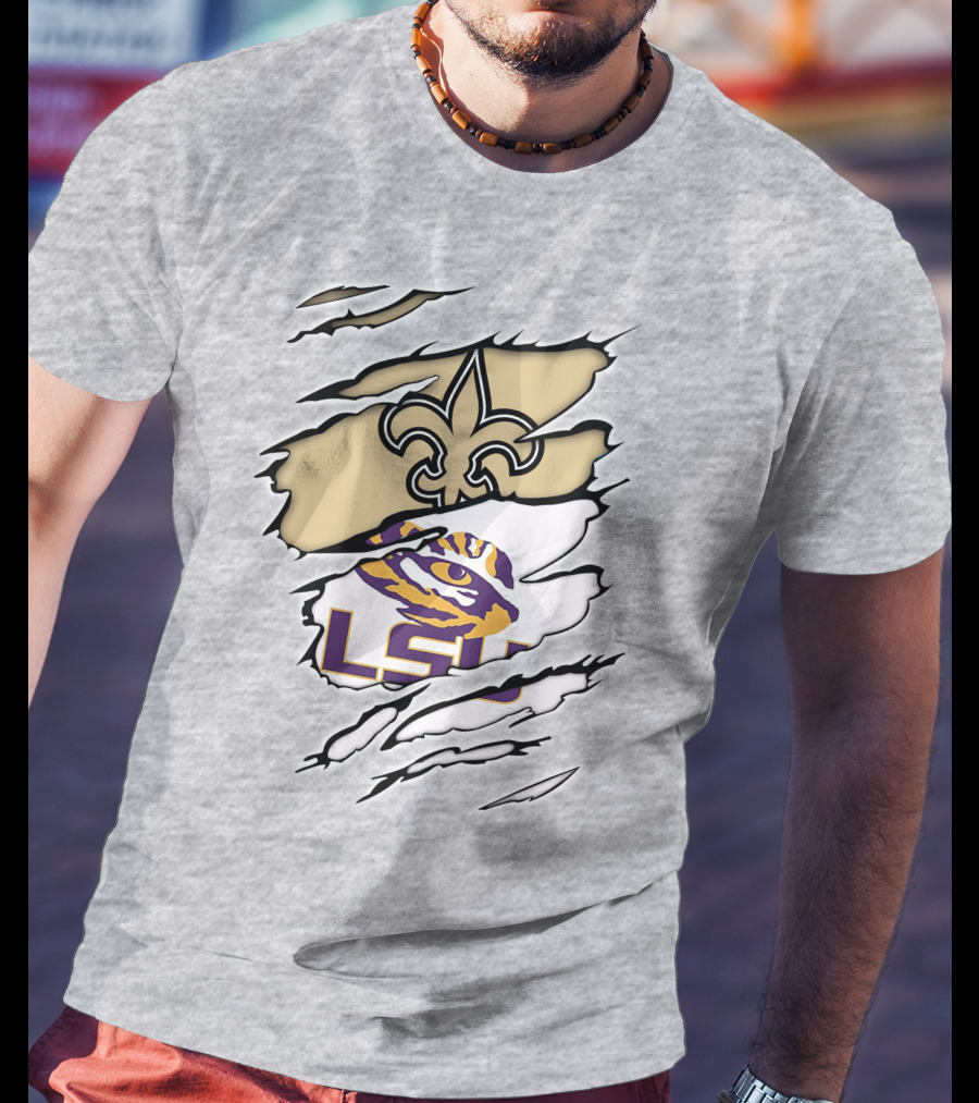 LSU Tigers New Orleans Saints Fleur-de-Lis Claw Marks T-Shirt